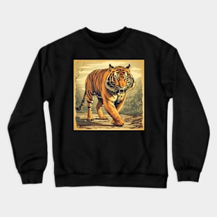 Colorful Tiger Cartoon Vintage Bengals Tiger Drawing Comics Fearless Tiger Crewneck Sweatshirt